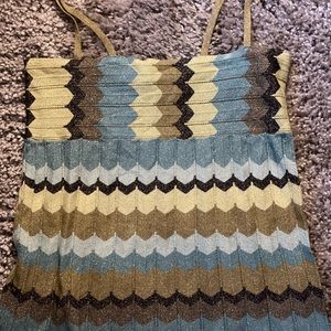 H&M Metallic top.  Spaghetti straps.  Blues & greens. Cotton & Lurex.